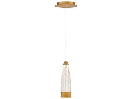 Modern Forms Mystic 1-Light Aged Brass Crystal LED Cylinder Mini Pendant
