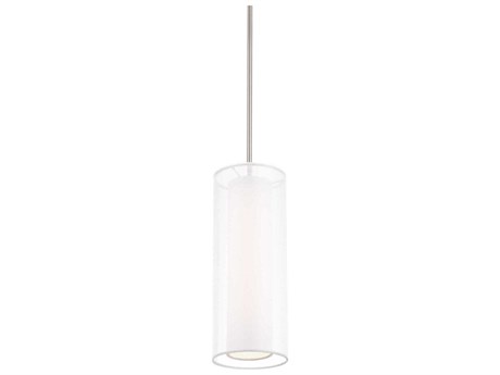 Modern Forms Metropolis 1-Light Brushed Nickel Glass LED Cylinder Mini Pendant