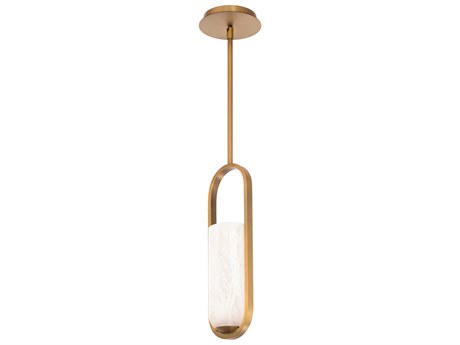 Modern Forms Rollins 1-Light Aged Brass Glass LED Cylinder Mini Pendant