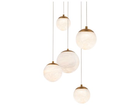 Modern Forms Pisces 5-Light Aged Brass Globe Pendant