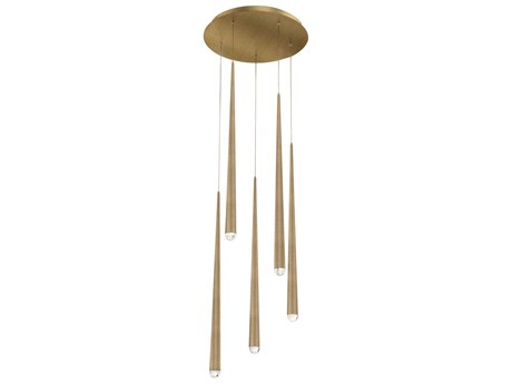 Modern Forms Cascade 5-Light Aged Brass Crystal LED Pendant