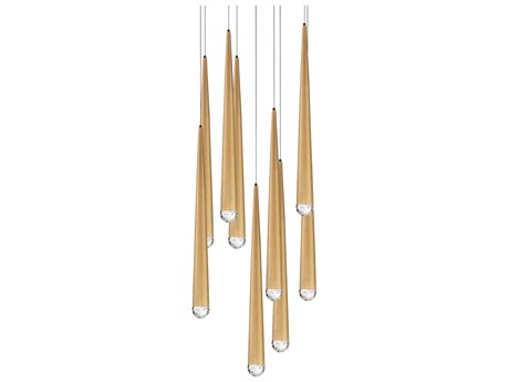 Modern Forms Cascade 9-Light Aged Brass Crystal LED Pendant