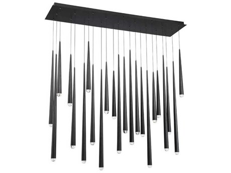 Modern Forms Cascade 23-Light Black Crystal LED Linear Island Pendant