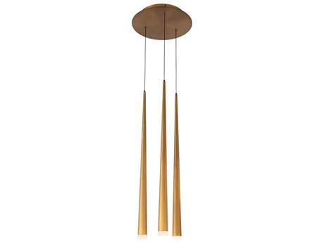 Modern Forms Cascade 3-Light Aged Brass Glass LED Mini Pendant
