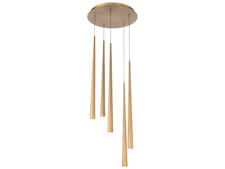 Modern Forms Cascade 5-Light Aged Brass Glass LED Pendant