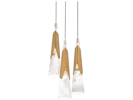 Modern Forms Kilt 3-Light Aged Brass Mini Pendant