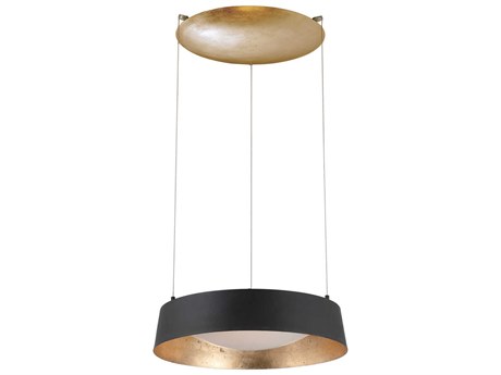 Modern Forms Gilt 1-Light Black Gold Leaf Glass LED Round Pendant
