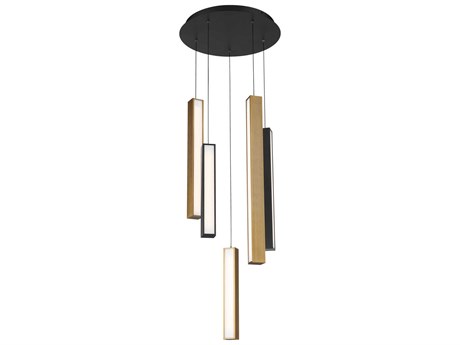 Modern Forms Chaos 5-Light Black Aged Brass LED Geometric Pendant