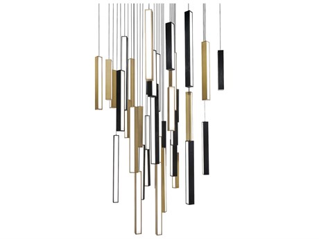 Modern Forms Chaos 41-Light Black Aged Brass Geometric Linear Pendant