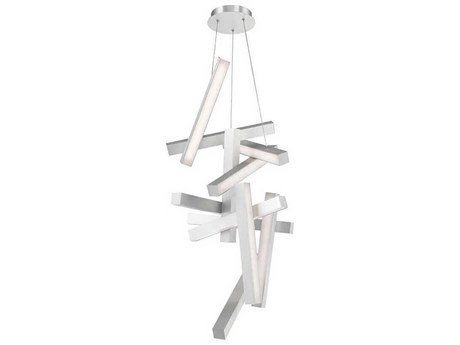 Modern Forms Chaos 12-Light Brushed Aluminum Silver LED Pendant