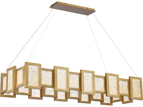 Modern Forms Fury 24-Light Aged Brass Glass LED Geometric Linear Island Pendant