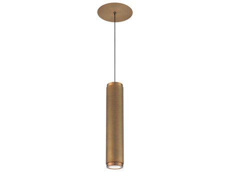 Modern Forms Burning Man 1-Light Aged Brass Glass LED Cylinder Mini Pendant