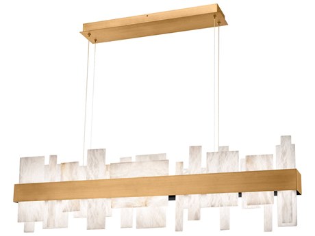 Modern Forms Acropolis 1-Light Aged Brass LED Geometric Linear Island Pendant