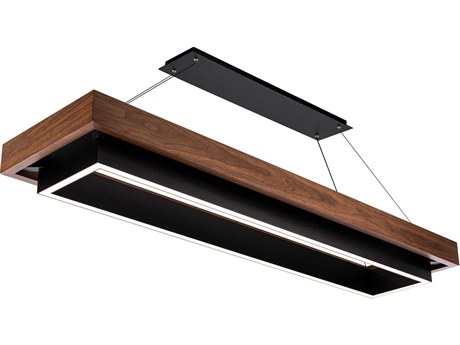 Modern Forms Hustler 1-Light Black Dark Walnut Brown LED Linear Island Pendant