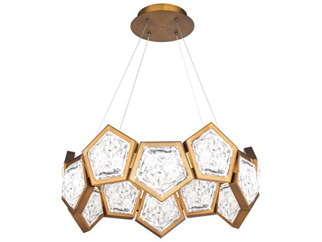 Modern Forms Starlight Starbright 1-Light Aged Brass Crystal LED Geometric Pendant