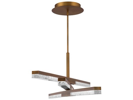 Modern Forms Minx 3-Light Aged Brass Crystal LED Geometric Linear Pendant