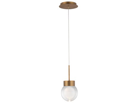 Modern Forms Double Bubble 1-Light Aged Brass Crystal LED Globe Mini Pendant