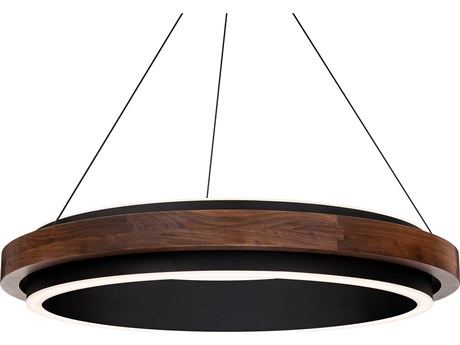 Modern Forms Delaney 1-Light Black Dark Walnut Brown Round Pendant