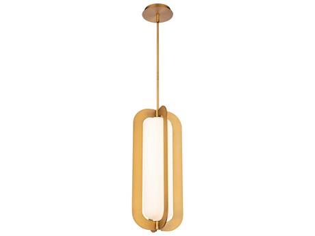Modern Forms Echelon 1-Light Aged Brass Glass LED Cylinder Mini Pendant