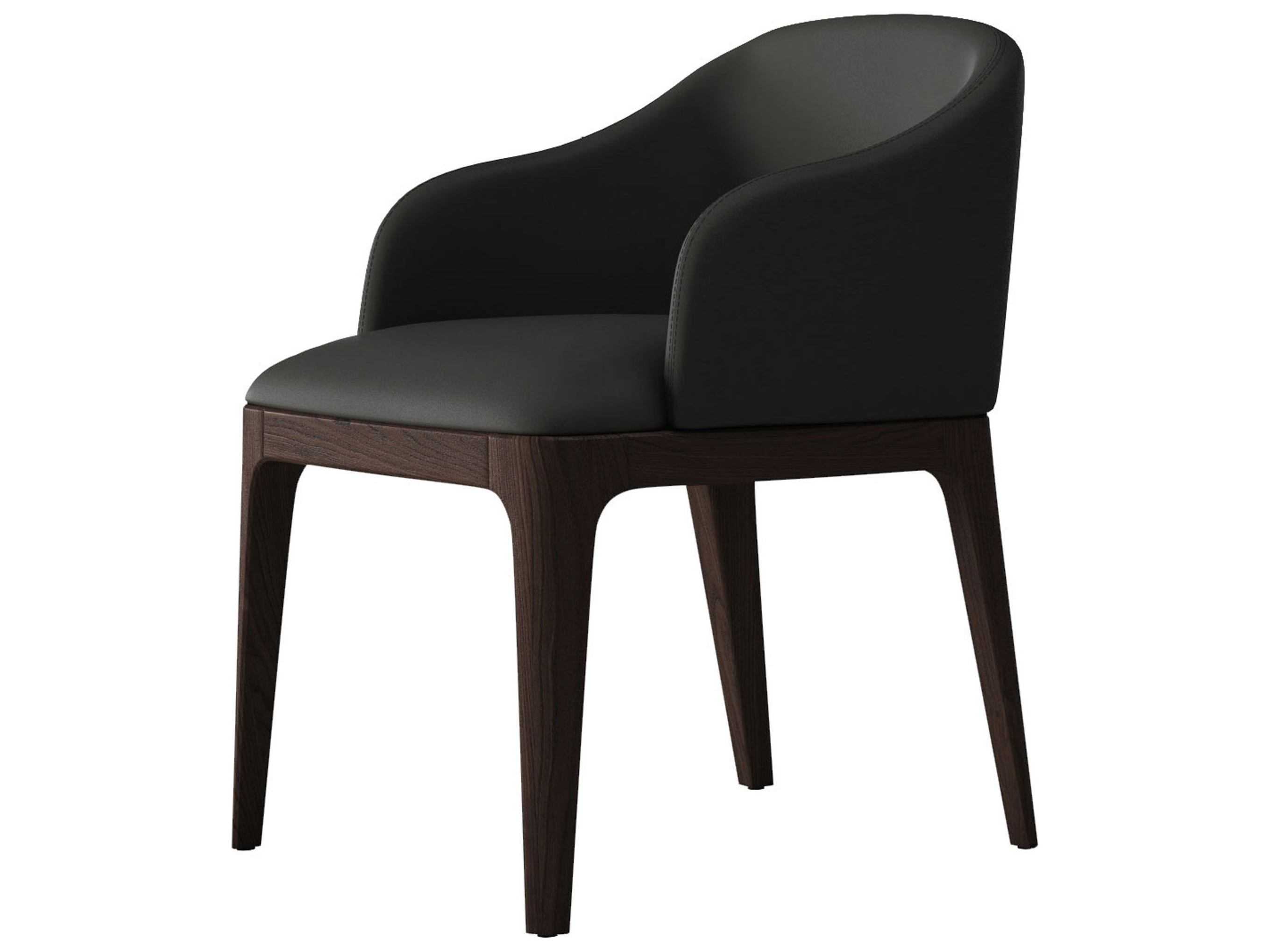 Modloft Wooster Graphite Eco Leather, Black Leather Arm Dining Chair