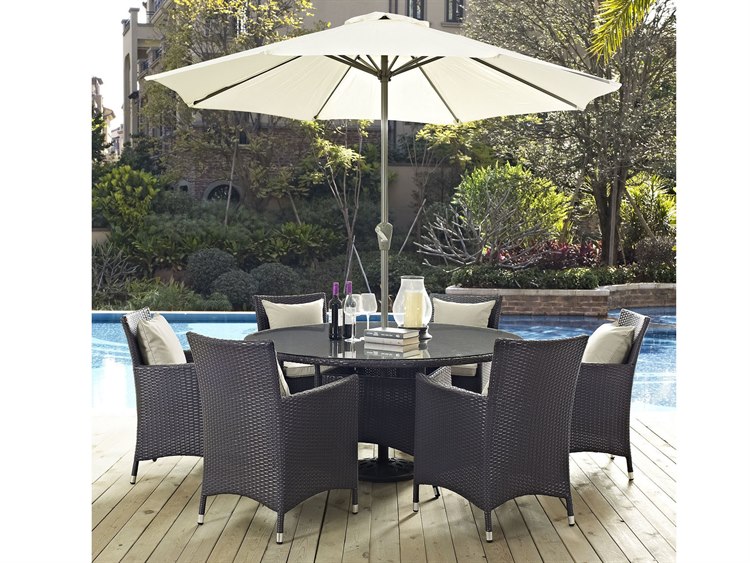Modway Outdoor Convene Espresso Wicker 8 Piece Dining Set In Beige Modway Outdoor Convene Espresso Wicker 8 Piece Dining Set In Beige Eei 2194 Exp Bei