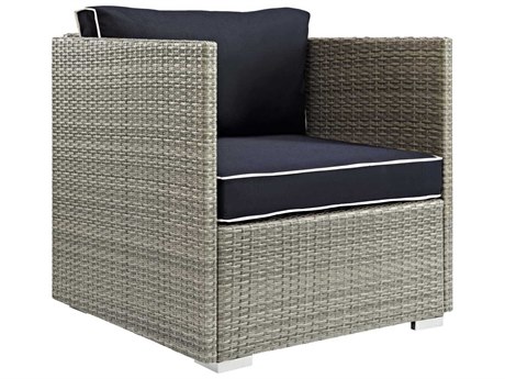 Modway Outdoor Repose Light Gray Wicker Lounge Chair In Navy EEI Modway Outdoor Repose Light Gray Wicker Lounge Chair in Navy - Modway Outdoor Repose Light Gray Wicker Lounge Chair In Navy EEI