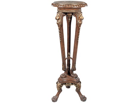 Maitland Smith Lion Round Wood Egyptian Brown End Table