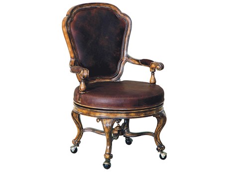 Maitland Smith Dark Wellington Cottage Old Attic Leather Louis Game Chair