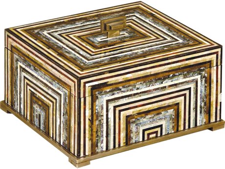 Maitland Smith Multi Colored / Antique Brass Pinstripe Box