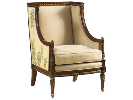 Maitland Smith Floral Brown Fabric Accent Chair