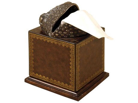 Maitland Smith Chocolate / Cast Brass Frog Tissue Holder