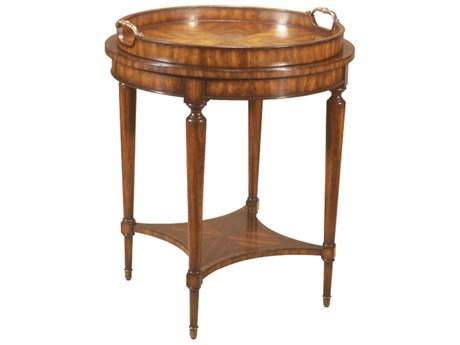 Maitland Smith Tray Round Wood Regency End Table