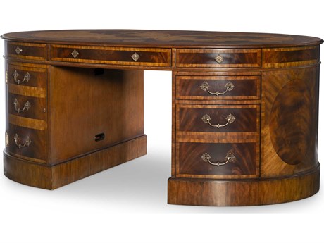 Maitland Smith Map Partner's Regency Brown Ash Wood Executive Desk