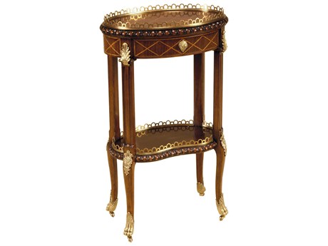Maitland Smith Boudoir Oval Wood Light Mahogany End Table