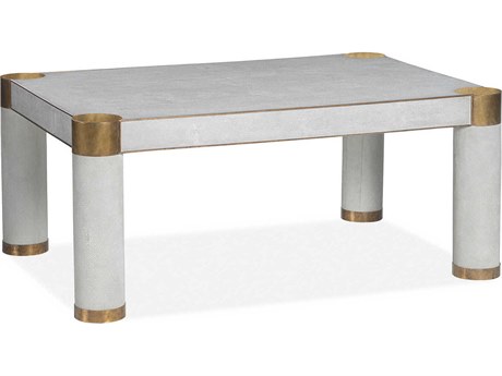 Maitland Smith Karl Rectangular Faux Leather Gray Shagreen Cocktail Table