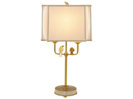 Maitland Smith Perch Amber Brass Glass Buffet Lamp