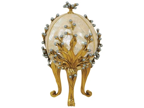 Maitland Smith White Oyster Shell Carl Egg On Stand Sculpture