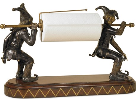 Maitland Smith Antique Brass Jesters Paper Towel Holder