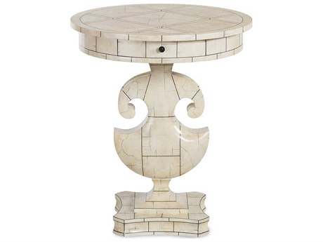 Maitland Smith Lyre Spot Round Ivory End Table