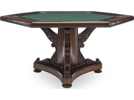 Maitland Smith Brown Dark Antique Lido Poker Game Table