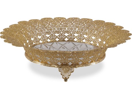 Maitland Smith Clear Carved Crystal Decorative Bowl