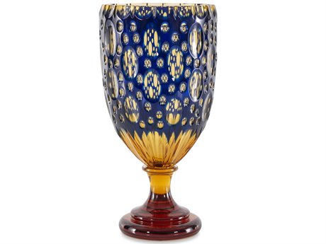 Maitland Smith Blue Crystal Handcarved Crystal Vase