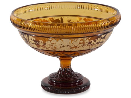 Maitland Smith Amber Handcarved Crystal Decorative Bowl