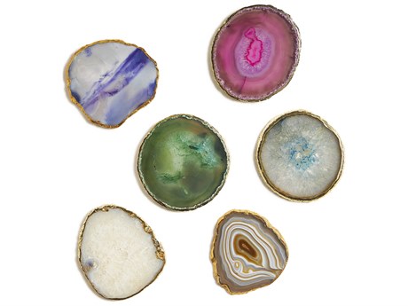 Maitland Smith Agate Coasters with Gold Trim Set of 6