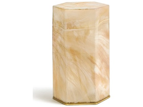 Maitland Smith Hexagon Glass Multied Polished Brass End Table