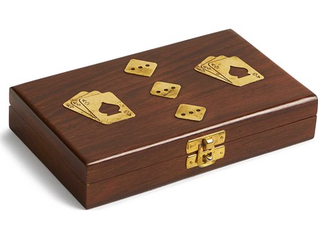 Maitland Smith Rosewood / Satin Brass Card Box With Dice