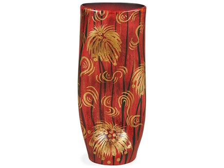 Maitland Smith Floral 9.5" Gold Leaf Vase