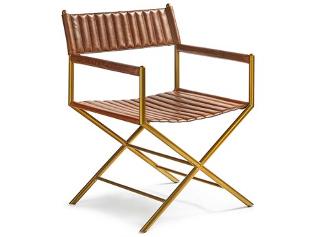 Maitland Smith Brown Leather Director's Accent Chair