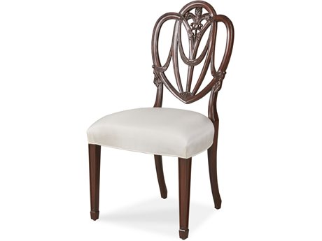 Maitland Smith Mahogany Wood Brown Upholstered Armless Dining Chair