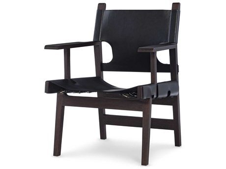 Maitland Smith Black Leather Accent Chair